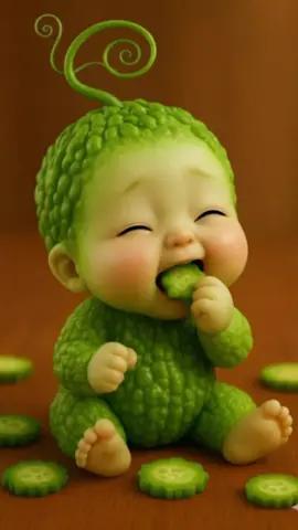 A little bitter melon baby takes its first bite  a cute crunch turns into the funniest bitter face ever! 🥒💚 #BitterMelonASMR #TinyReactions #CuteGiggles #VeggieBaby #WholesomeCrunch 