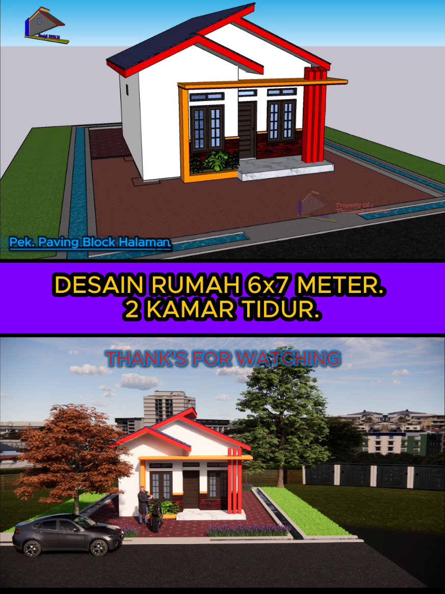 Desain Rumah 6x7 meter.  ~2 kamar Tidur #rumahminimalis  #desainrumah  #denahrumah  #jasadesainrumah  #trending 