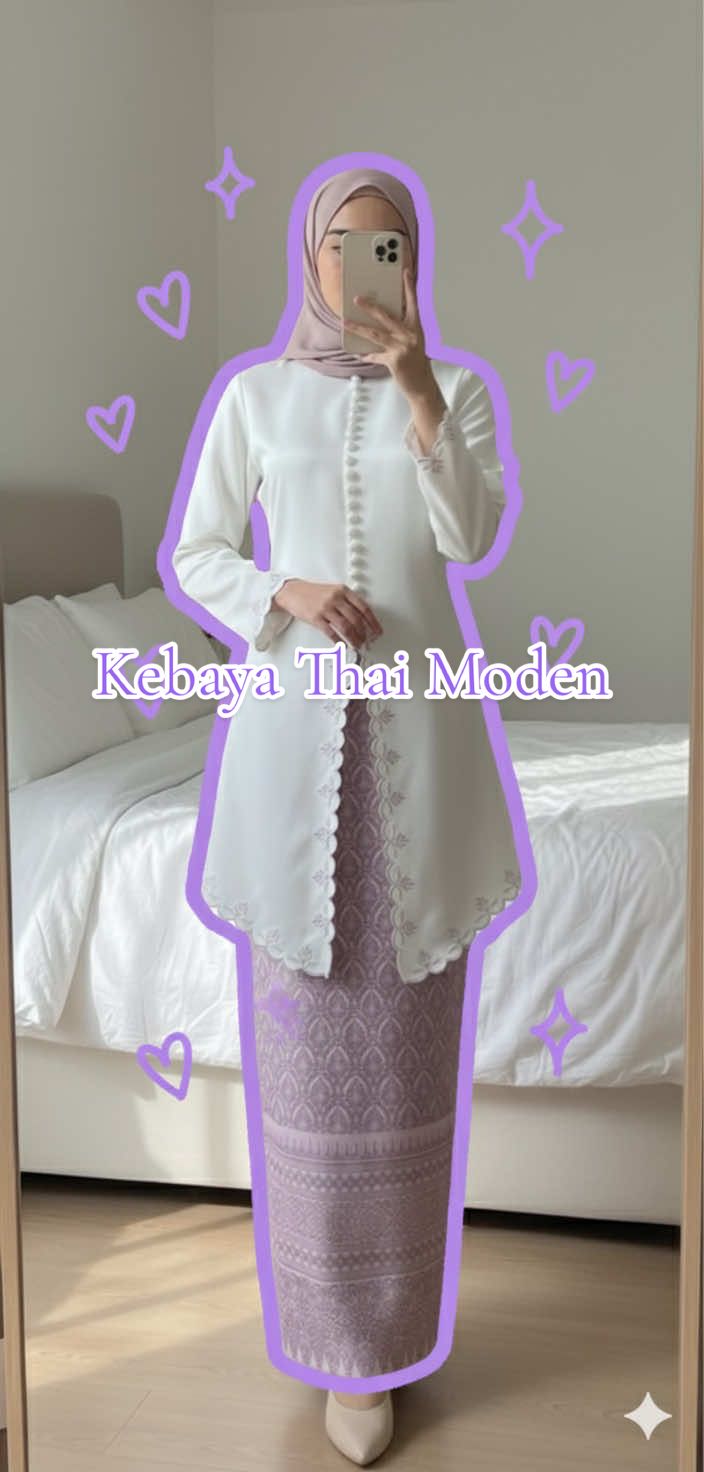 Sangat terletak elok kebaya thai moden ni 🤍 #kebayathai #kebayaduchess #kebayamodern 