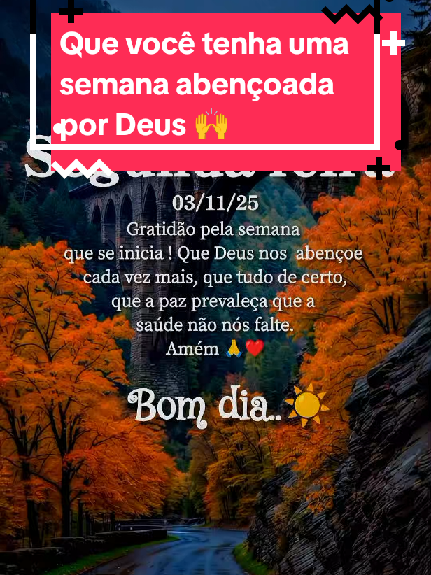 Que você tenha uma semana abençoada.#bomdia #segundafeira #gratidao #obrigadodeus #mensagemdodia 