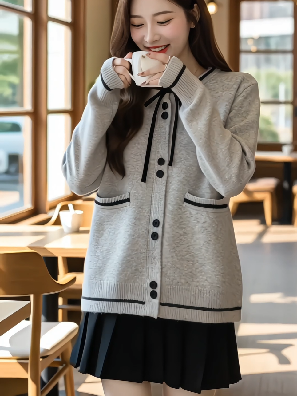 Áo khoác len nữ lông thỏ cổ tròn cúc đôi tiểu thư thanh lịch #aolennu #aokhoaclennu #aokhoaclenxinh #aokhoaclen #xuhuong 