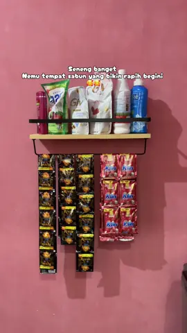 Semua stock sabun jadi rapih setelah nemu rak dinding ini  #rakserbaguna #rakdinding #raksabun #raklaundry #fyp