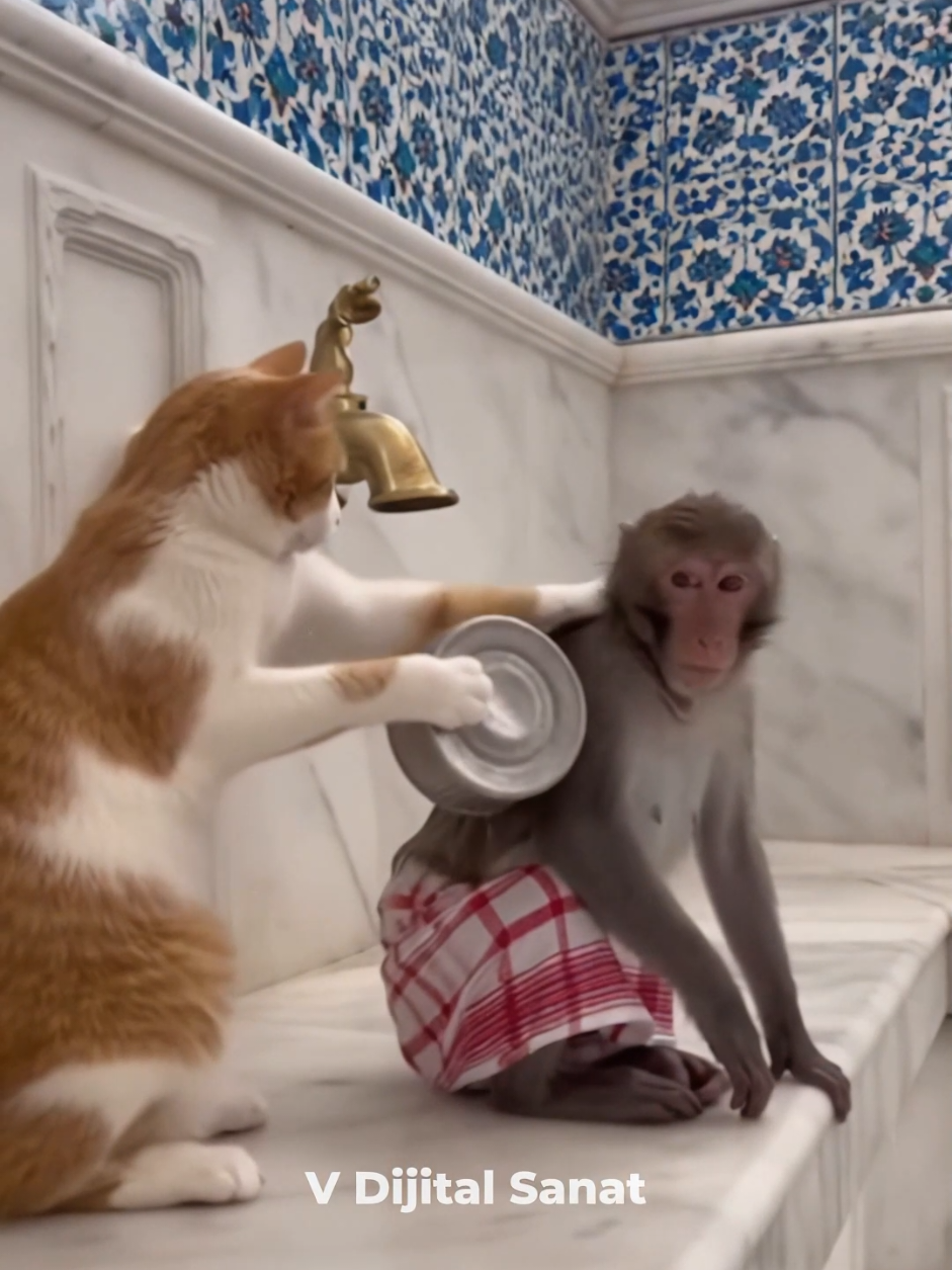 Tellak kedi 😅 #yapayzeka #ai #cat #monkey 