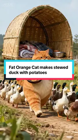 Fat Orange Cat makes stewed duck with potatoes#funny #orangecat #funnyvideos #shorts #point 