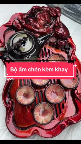 Bộ ấm chén hoa bát tràng men hoả biến kèm tặng khay#xuhuongtiktok 