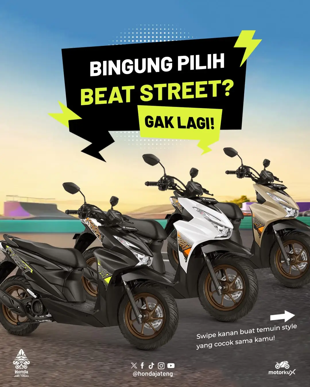 ✨ Gak perlu bingung lagi pilih motor yang pas buat kamu! Honda BeAT Street siap temani setiap gaya dan perjalananmu 🚀 Desain keren, performa irit, dan cocok buat anak muda aktif! 🔥 Pilih warna favoritmu dan tunjukin style kamu bareng BeAT Street 💥 Info Pemesanan👇 📞 08986827890 #beat #beatkeren #beatirit #hondabeatstreet #hondajateng 