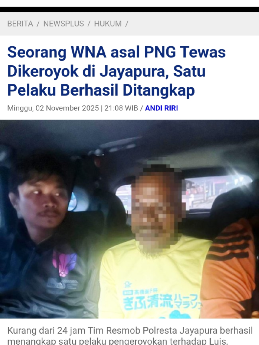 https://wartaplus.com/read/20859/Seorang-WNA-asal-PNG-Tewas-Dikeroyok-di-Jayapura-Satu-Pelaku-Berhasil-Ditangkap #papua #papuatiktok #tanahpapua #warganegaraasing #hitspapua 