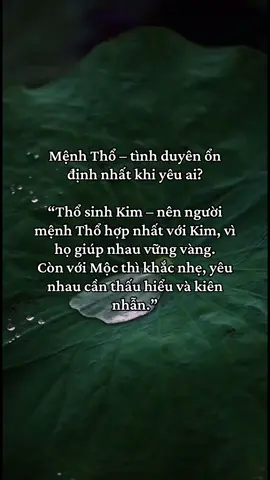 “Bạn mệnh Thổ, người yêu mệnh Kim chưa? Nếu rồi thì dễ nên duyên lắm đấy!” #nguhanh #tinhduyen #lasobattu #xh 