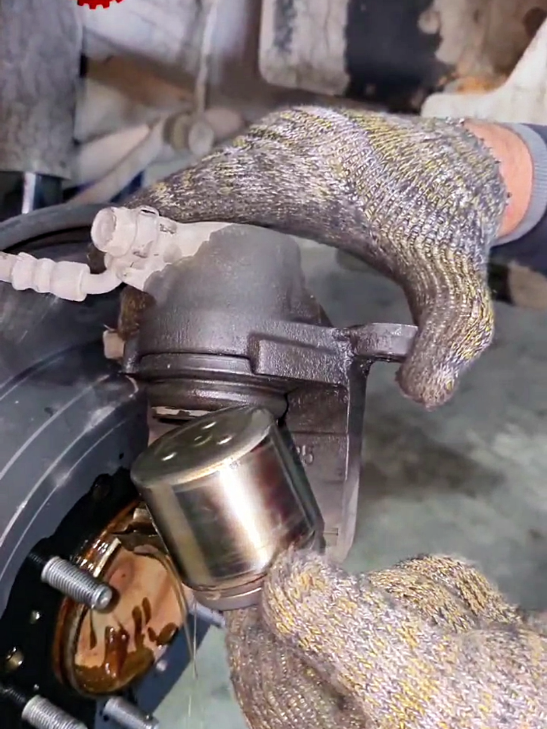 Rear wheel brake caliper piston #auto #mechanic 