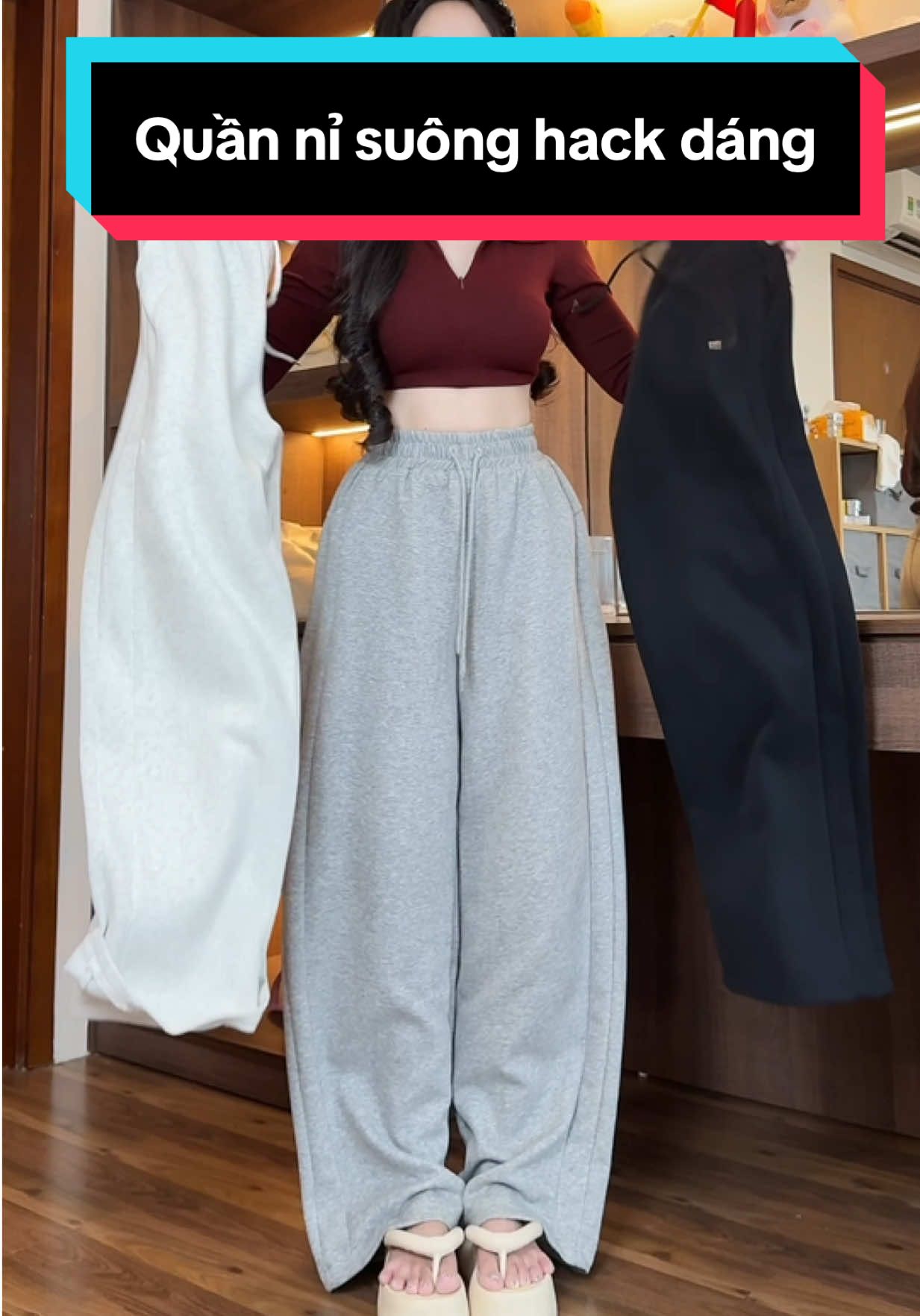 Quần nỉ suông hack dáng hot lắm #xuhuong #phanhriviuuu #thoitrangnu #quandepgiare #L 