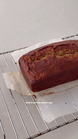 🍌🍞 BROWN BUTTER BANANA BREAD 🍞🍌 (making use of some leftover buttermilk too). Vintage no regretti!! Well simply a vintage Gabriella recipe because 2013 was about 7 years before I adopted the no regretti title but I digress! This is a wonderfully moist style of banana bread - potentially an unpopular opinion but I think toasted banana bread aims to cover up crimes of dryness, so for me it’s always got to be a moist crumb style.  Tasting notes 📝 nutty from the brown butter, very banana-ry, hints of caramel on the palate. Everything you’d expect.  Ingredients 175g unsalted butter 240g all-purpose flour 1 teaspoon bicarbonate of soda 1/2 teaspoon salt 2 large eggs 60ml buttermilk 1 teaspoon vanilla bean extract 350g ripe banana, roughly mashed with a fork 175g dark brown soft sugar Preheat oven to 200c (180c fan forced) and prepare a loaf tin with parchment paper. First brown the butter. On a medium heat melt the butter, whirling the pan occasionally. It’ll crackle and pop for a while, then it will stop. Give it a few swirls then pour it into a bowl to stop it from burning and to allow it to cool slightly. Whisk together the flour, salt and bicarbonate of soda in one bowl, then in another whisk together the eggs, vanilla and buttermilk. Add the sugar to the wet mixture and whisk well, then add the banana and finally the brown butter. Next add the dry ingredients to the wet ingredients and whisk roughly. Pour into your loaf tin and bake for 50 minutes. Allow to cool in the tin for 10 min then transfer to a wire rack. Once entirely cool, wrap in clingfilm and wait a few hours but preferably next day before eating. Cut into mega thick slices and enjoy.  #bananabread #easybaking #EasyRecipe #fyp 