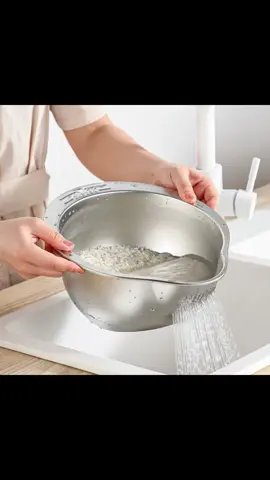 rice washer bowl strainer food stainless steal #kitchen #Home #fyp #viral 