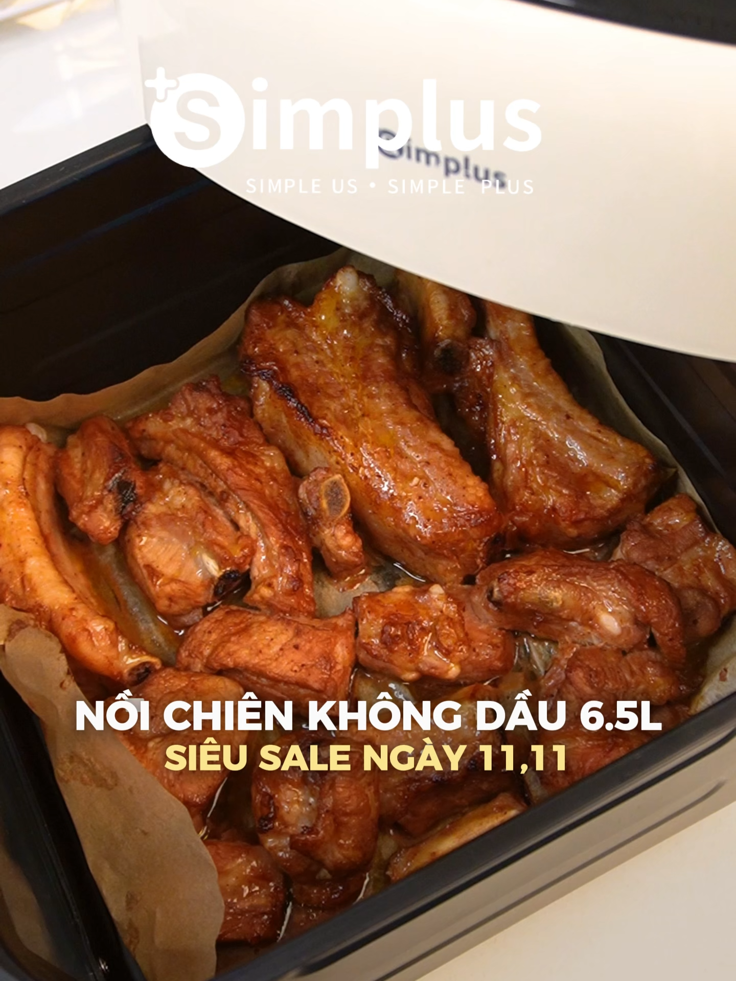 Nồi chiên không dầu 6.5L hưởng luôn đợt sale 11.11 sắp tới, mấy bà chuẩn bị mà săn nhaa #simplusvn #simplus #noichien #noichienkhongdau #noichienkhongdausimplus