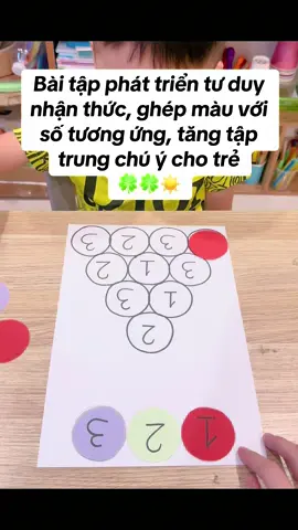 Ghép màu với số tương ứng, phát triển tư duy nhận thức, tăng tập trung chú ý cho trẻ  🍀🍀☀️ #VIP #cogiaotuky #montessori #tretangdonggiamchuy #trechamnoi 