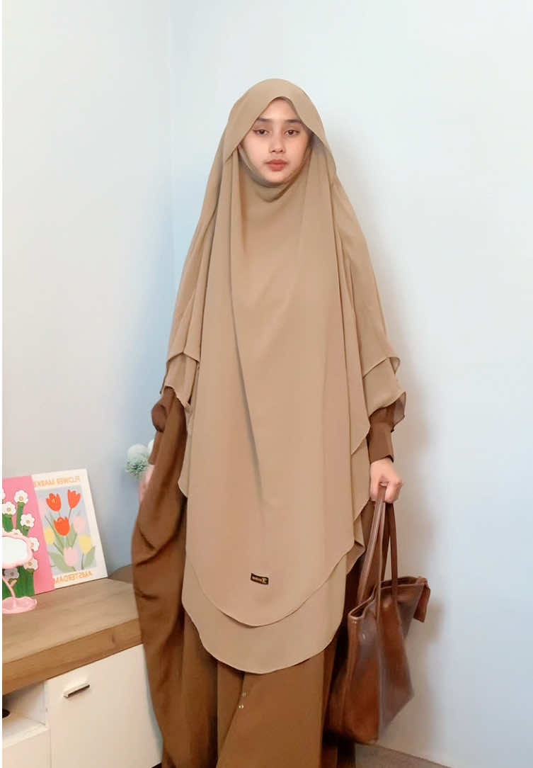 caramel mix hazelnut 🤍🤎 #abaya #frenchkhimar #syari #fyp