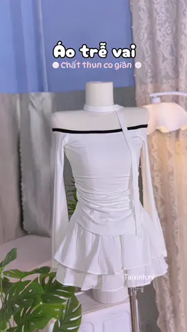 [TẶNG KÈM DÂY] Áo thun trễ vai #xh #thoitrangnu #viral #aotrevai #aothunnu 
