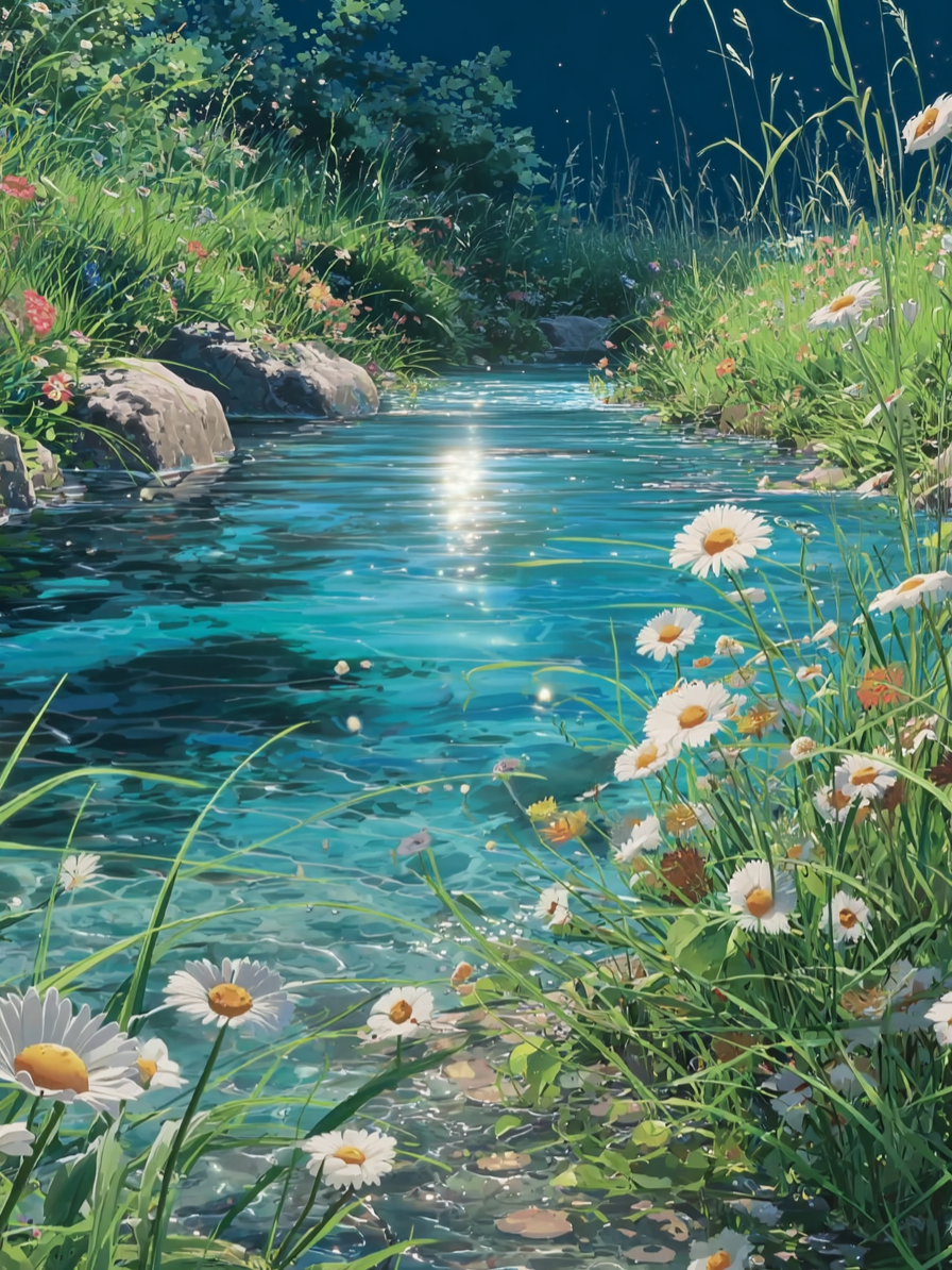 こんな場所行ってみたくないですか？🌿 川の音色は私の心を癒してくれます😌 #anime #aesthetic #nostalgic #relax #dreamlog