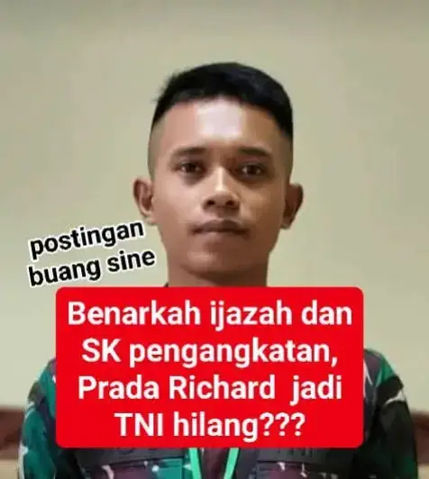 Benarkah ijazah dan SK pengangkatan Richard menjadi TNI hilang???Jika benar hilang, siapa yang hilangkan?Apa tujuan menghilangkannya???🙏🙏🙏