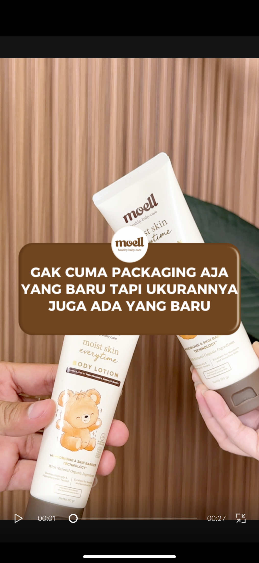 Gak cuma packaging aja yang baru tapi ukurannya juga ada yang baru loh!!😝 #moellskincarebaby #bodylotionanak #bodylotionmoell 