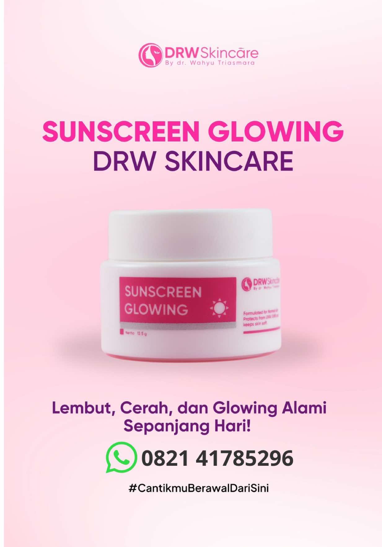 SUNSCREEN GLOWING DRWskincare — Sekali usap langsung tune up kulitmu!  Diperkaya Shea Butter, Vitamin C, dan Allantoin yang melembapkan, menenangkan, serta mencerahkan kulit seketika. Kulit terasa lembut, cerah, dan glowing alami sepanjang hari!  #DRWSkincare #suncreenglowing #SunscreenDaily #glowingskin #drwskincareproduct 
