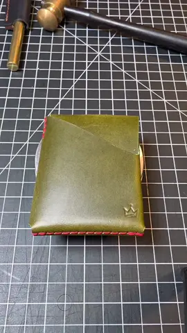 New wallet design! Love this olive green with red thread combo.