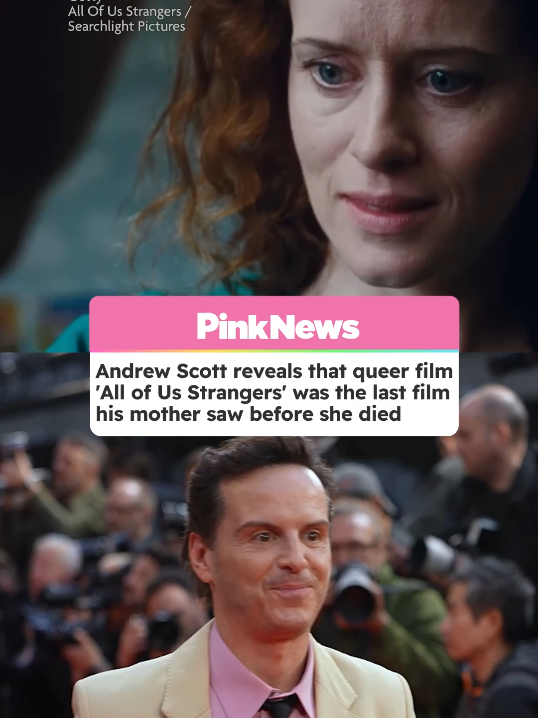 Andrew Scott has revealed that his romantic fantasy film 'All Of Us Strangers' was the last film his mother saw before she died. In the film, Scott's character finds himself drawn back to his childhood home after an encounter with his mysterious neighbour. When he returns home, his parents appear to be living just as they were on the day the died. Speaking at the FACTS Convention, Scott said: 