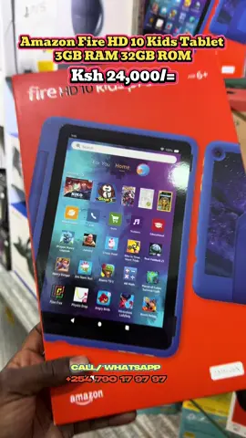 Amazon Fire HD 10 Kids Edition Ksh 24,000 only! Comes with a kid-proof case + parental control settings 🍭 DM to grab yours before it sells out  #amazon #tablet #kidstablet #phone #shop 