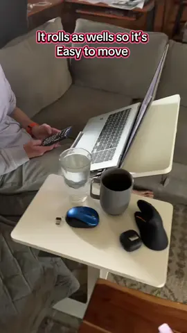 Adjustable Mobile Standing Desk, 24*16 inches Tiltable Bedside Table with Wheels, Overbed Laptop Desk, Computer Cart Movable Table for Bedside, Home & Office Use Smart Height Adjustment & Ergonomic Comfort Switch effortlessly between sitting, standing, and lying positions with one-touch pneumatic height adjustment 43 ipch/range)/Features a tilt-adjustable desktop to combat neck strain and a side-mounted anti-slip device holder for ergonomic, tech-friendly convenience. Space-Saving 1.2-Inch Ultra-Slim Base & Silent Mobility Glides smoothly on 360° silent wheels and slides effortlessly under beds/sofas (1.2-inch low-profile base). Instantly adapts to living rooms, bedrooms, balconies, or kitchens-ideal for renters and small spaces. Expandable Dual-Layer Workspace & Multi-Surface Functionality Extend the main tabletop over beds or couches and use the side table for extra space. Perfect as a laptop desk, breakfast tray craft station, or ironing board-apartment-friendly and dorm-ready. Superior Stability & Clever Storage Industrial-strength carbon steel frame ensures wobble-free durability. Features foldable tabletops, hidden storage compartments, and a scratch/heat-resistant surface (waterproof & food-safe). #worklife #work #workfromhome #desk #standingdesk 