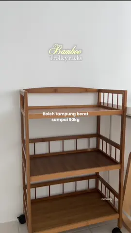 Replying to @ummu haya 🎧ྀི Serious lawa tau rak troli ni, senang nak tolak sbb ada roda #bamboorack #trolleyrack #rakbamboo 