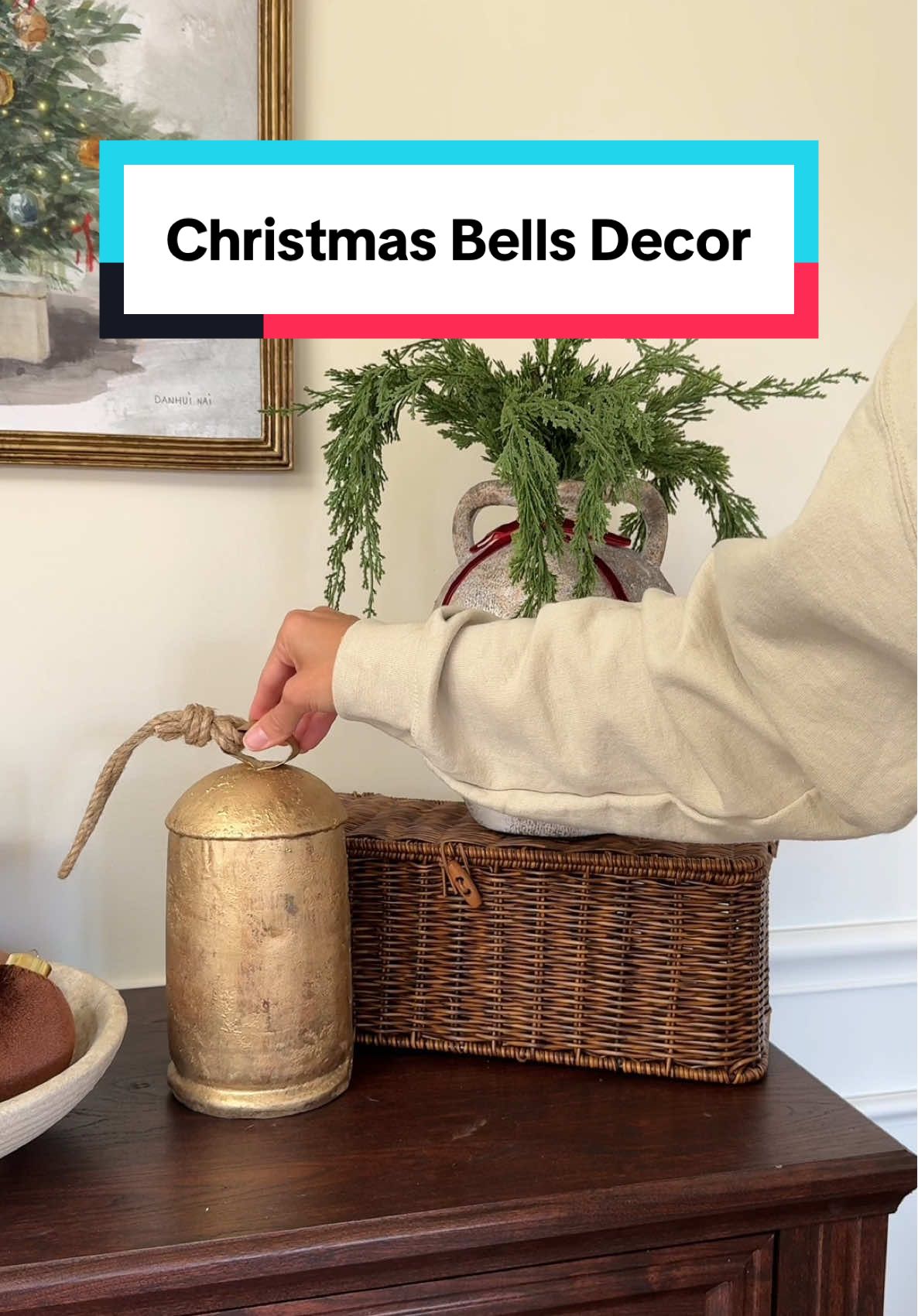This Christmas bells are perfect for an entry table because they are so big!!! You could also tie them together for a mantle or mirror! Great Christmas decor find❤️ #christmasbells #christmasdecor #christmasdecoratingideas #christmasdecorations 