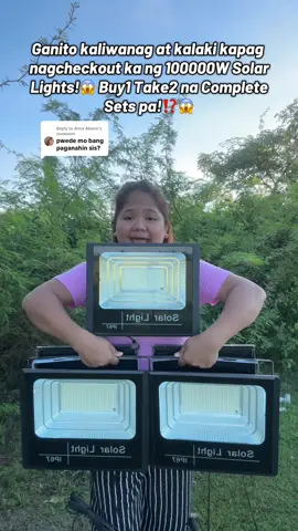 Replying to @Alma Abenir ganito kaliwanag at kalaki kapag nagcheckout ka ng 10000W Solr Lights Complete Set na😱 #solarlights #solar #solarlightsoutdoor #solarlightsbuy1take2 