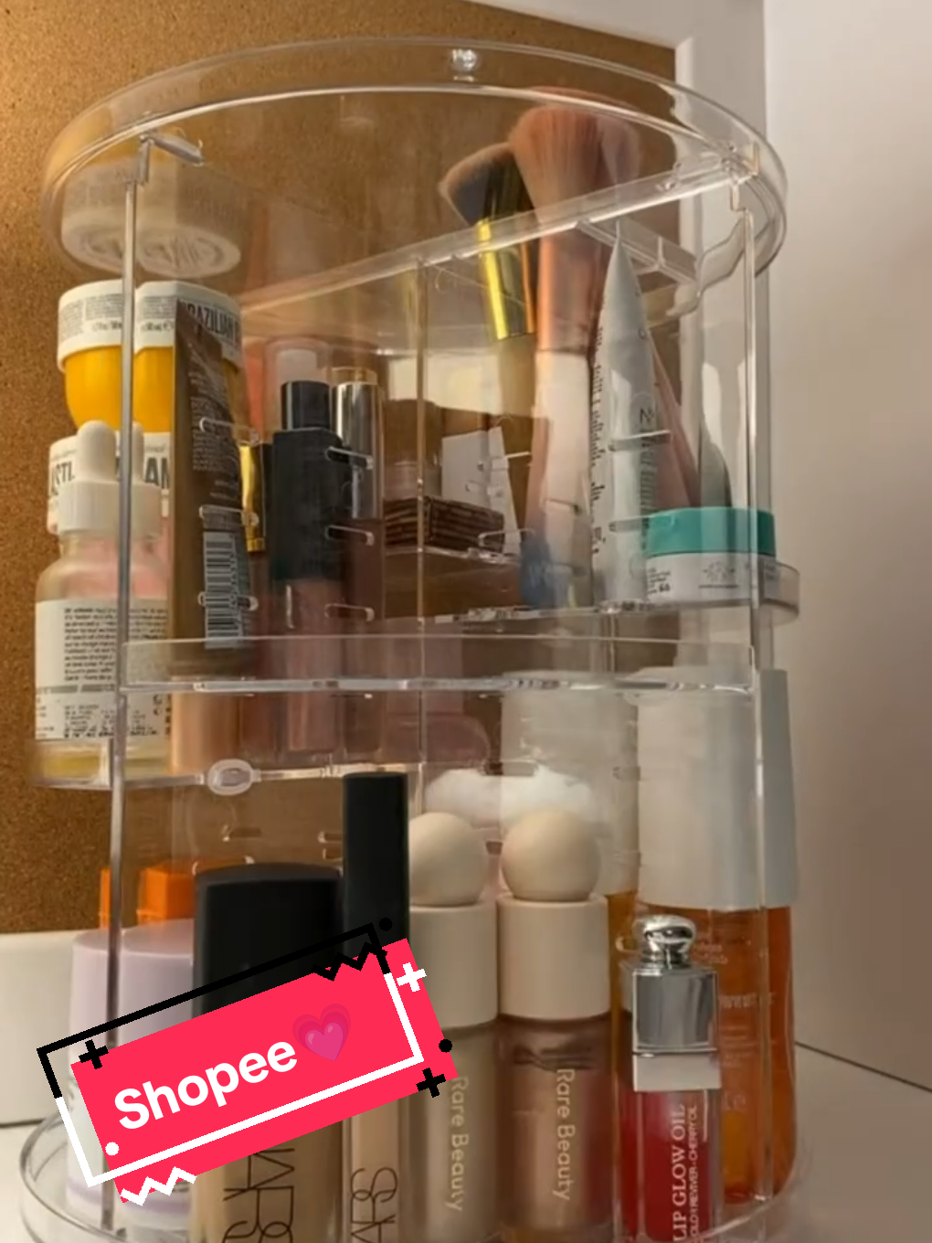 Organizador de Maquiagem e Cosméticos Acrílico Giratório 360º Modelo Liso. Link na Bio💗💗 #organizador #make #organização #belezafeminina #cosmeticos 