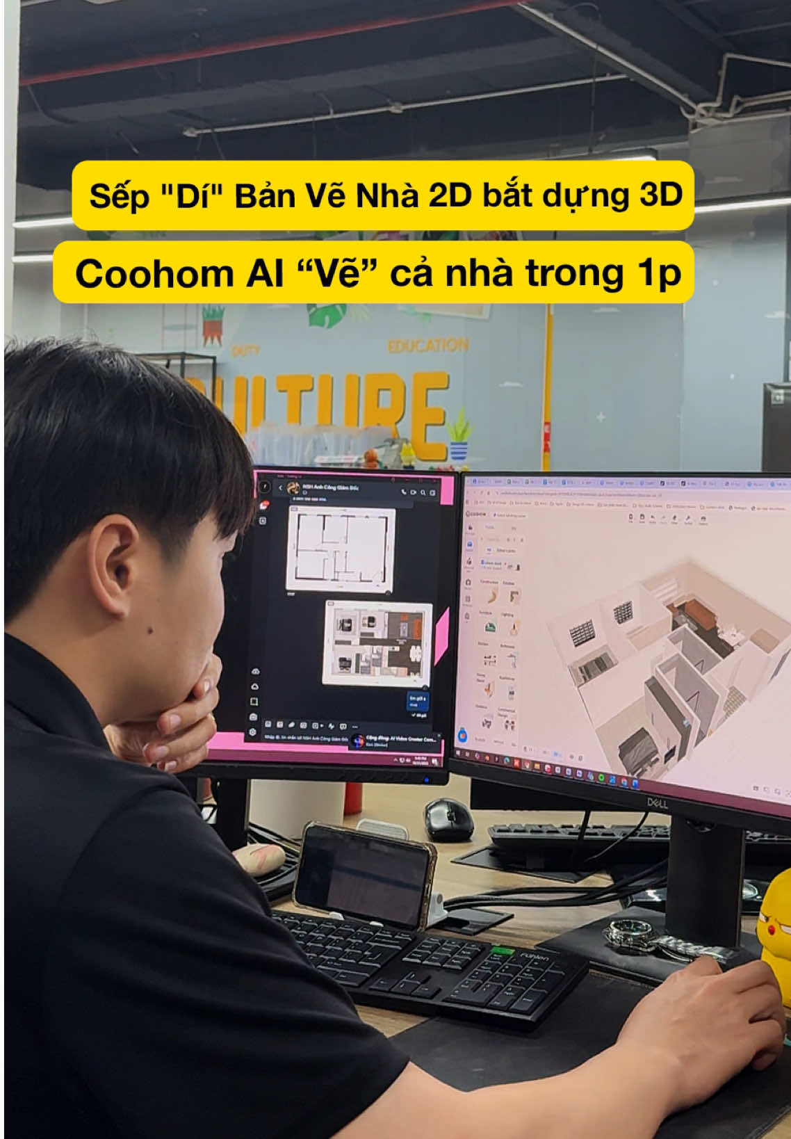 Coohom AI vẽ cả mặt bằng cho kiến trúc sư, nội thất. @Coohom Việt Nam  #coohom#Cooanmemthietkenoithat #ctrlzcungtruongdesign #aidesign #architecture