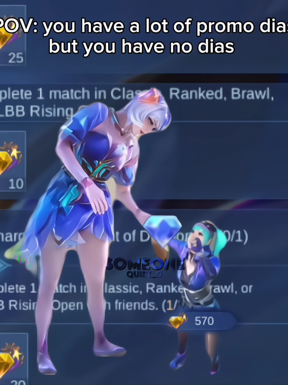 POV: you have a lot of promo dias but you have no dias. 💔 #MLBB9TH #MLBB #mobilelegendsbangbang #laylamlbb #funny 