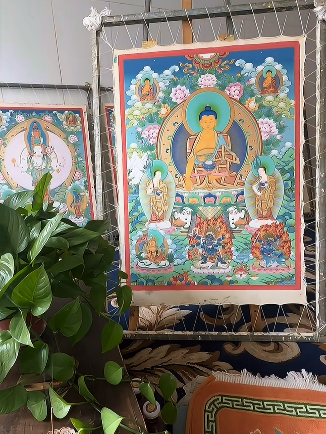 My art studio is more than just a workspace; it is a sanctuary where I connect with the ancient tradition of Thangka painting. #artstudio #Home #creatorsearchinsights2025 #cozy #warm 