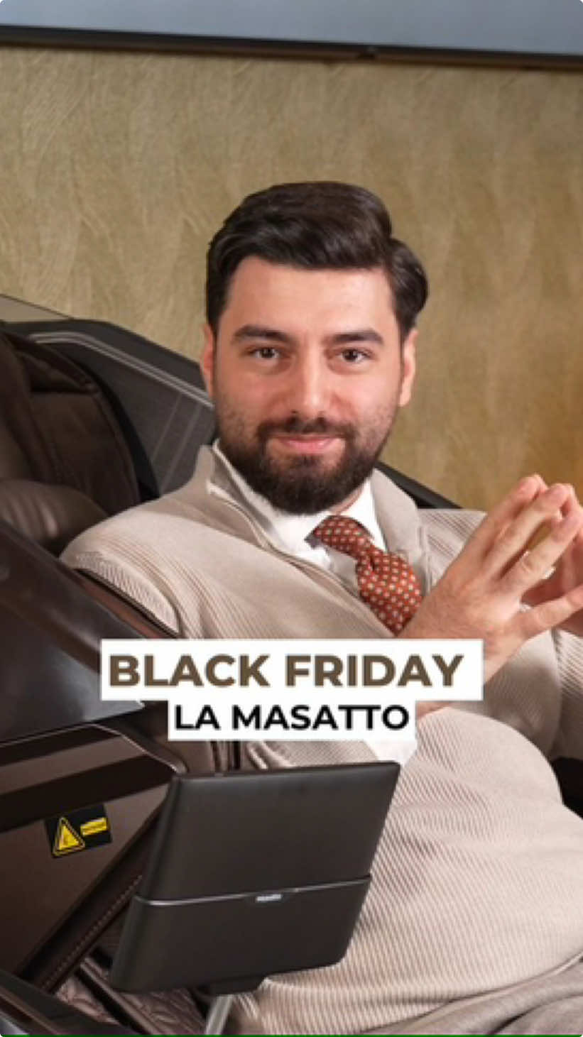 A început Black Friday la Masatto! 🖤 Relaxarea vine acum la cel mai mic preț din an și fără rabat la calitate 😎💆‍♂️ Intră pe site și prinde ofertele cât sunt valabile! 👇 #masatto #fotoliumasaj #relaxare #blackfriday #reduceri 