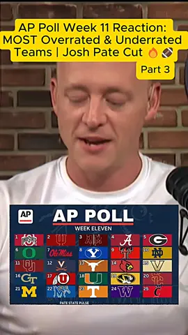 Part 3, AP Poll Week 11 Reaction MOST Overrated & Underrated Teams #CollegeFootball #CFB #APPoll #OverratedUnderrated #JoshPate 