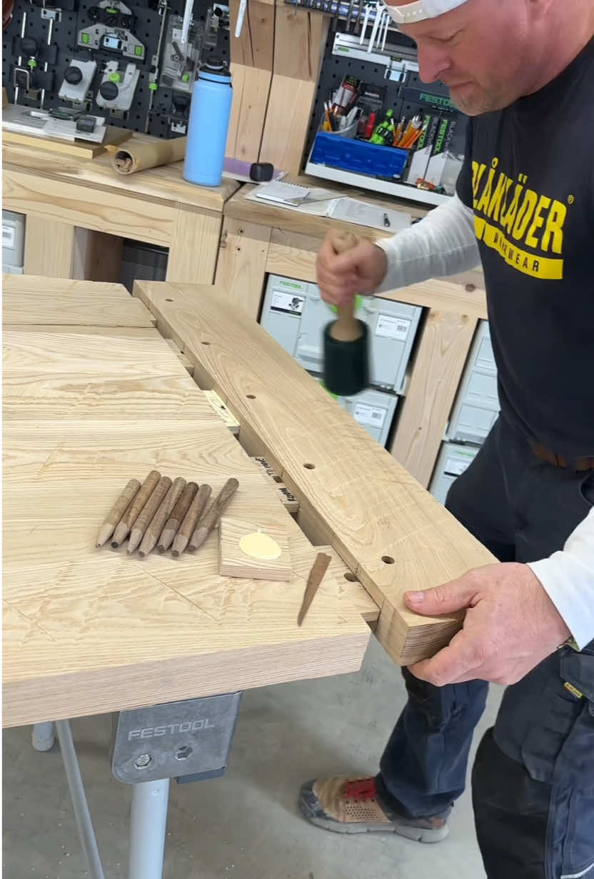 Getting breadboard holes drilled and mortises cut with the King Canada drill press and chisel mortiser and then glued in place with @Titebond Products  