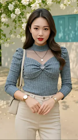 Áo len cổ lọ phối voan sang trọng#viral #tiktok #xuhuong phom we