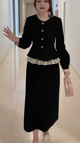 Set áo nhung XIXEOSHOP kèm chân váy dáng dài, ngắn tiểu thư