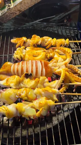 หมึกย่างแล้วไม่เหนียวเด้งๆทุกไม้จ้าาาา🦑🦑🐙🐙#ฟีดดดシ #หมึกย่าง #หาดวอนนภา_บางเเสน 