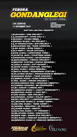 Daftar urutan pesona Gondanglegi @gajahmadagdlofficial  #pesonagondanglegi2025  #soundhoregjawatimur  #sparklingmalangspectacular #fyp 