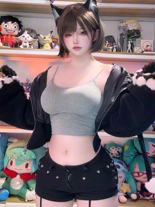 肚子痛痛嘟( ||ὢ|| ) #猫耳 #肉腿 #嫌弃脸 #fyp