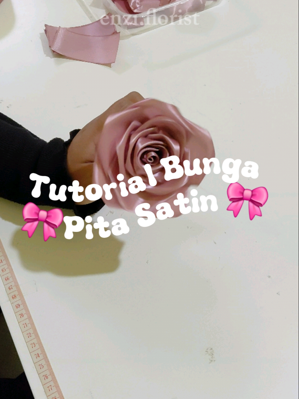 Tutorial bunga pita satin 🎀  #bungasatin #pitasatin #bungapitasatin #buketbunga 
