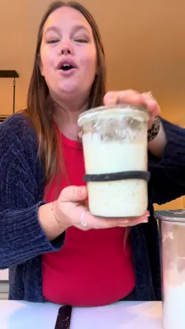 We are making bread! This is a two day job. Feed your starter and wait for her to double in size to use her! #themhoffers #themhofferssourdoughclass #sourdoughsidequest #sourdoughstarter 