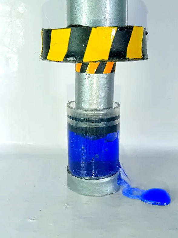 Blue water leakage from hydraulic press 😲🥴🤫😱🤯. #HydraulicPress #CrushIt #OddlySatisfying #FYP #ViralVideo