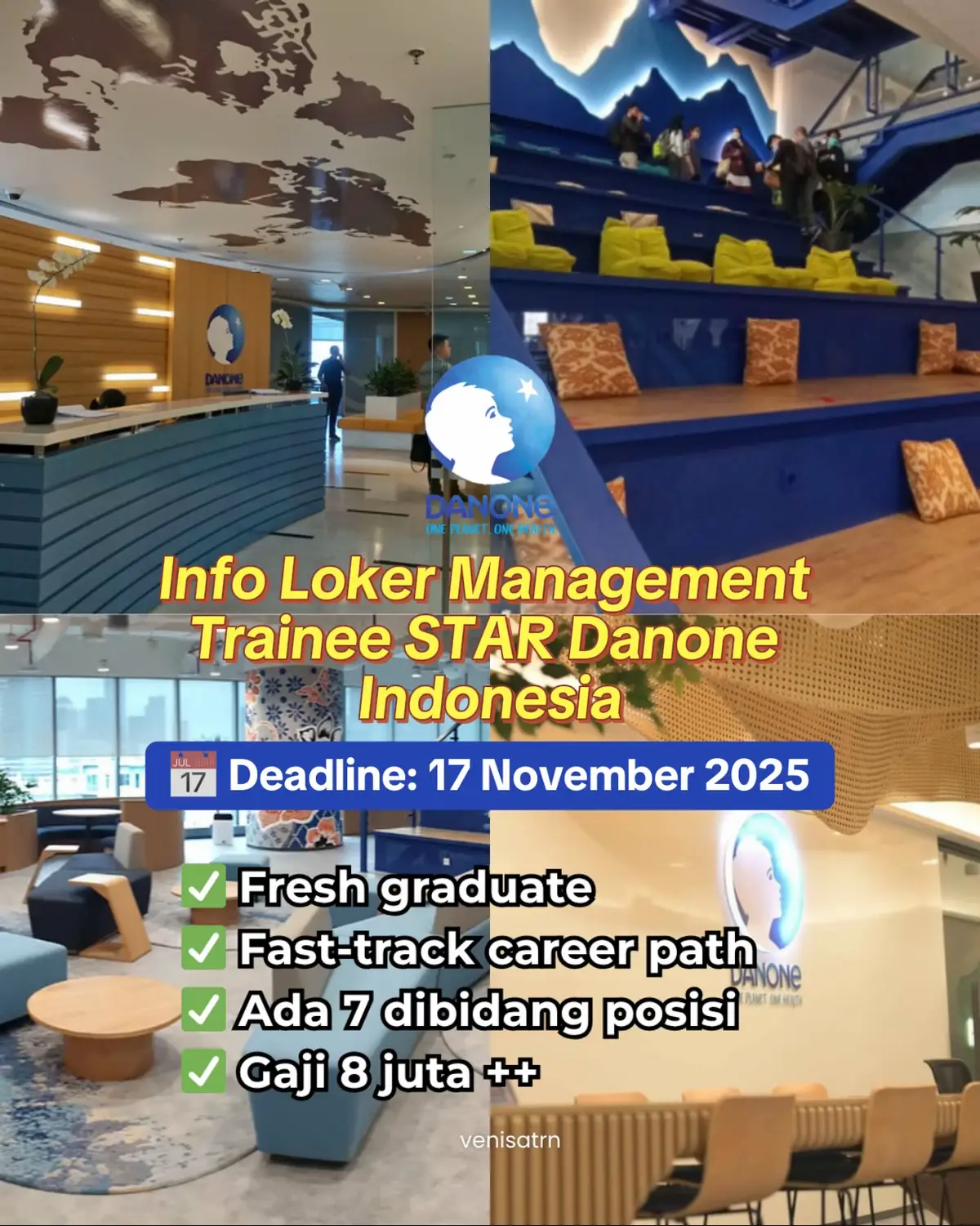 masih awal bulan udah ada peluang karir bagus nih buat kamu fresh graduate yang lagi cari loker, pas banget MT STAR Danone Indonesia lagi buka 😱😱 persiapkan dari sekarang, rajin latihan soal psikotest biar peluang keterima lebih besar. Yang mau detail latsolnya kome “MT Star” nanti aku share detail link nya 👩🏻‍💻👇🏻 #danone #managementtrainee #careertips #careergoals #infoloker 