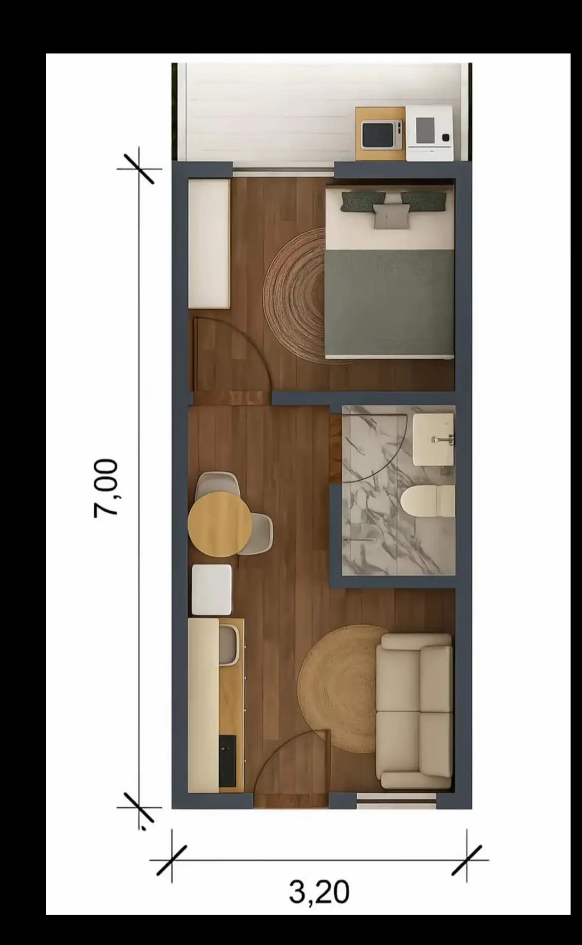 🛖 Compacta, funcional e charmosa! Um projeto inteligente de 3,20 x 7,00 m, perfeito para terrenos pequenos — cada metro aproveitado com propósito e estilo. ✨ #ArquiteturaInteligente #CasaCompacta #ProjetoPequeno #JonasCarvalhoArquitetura