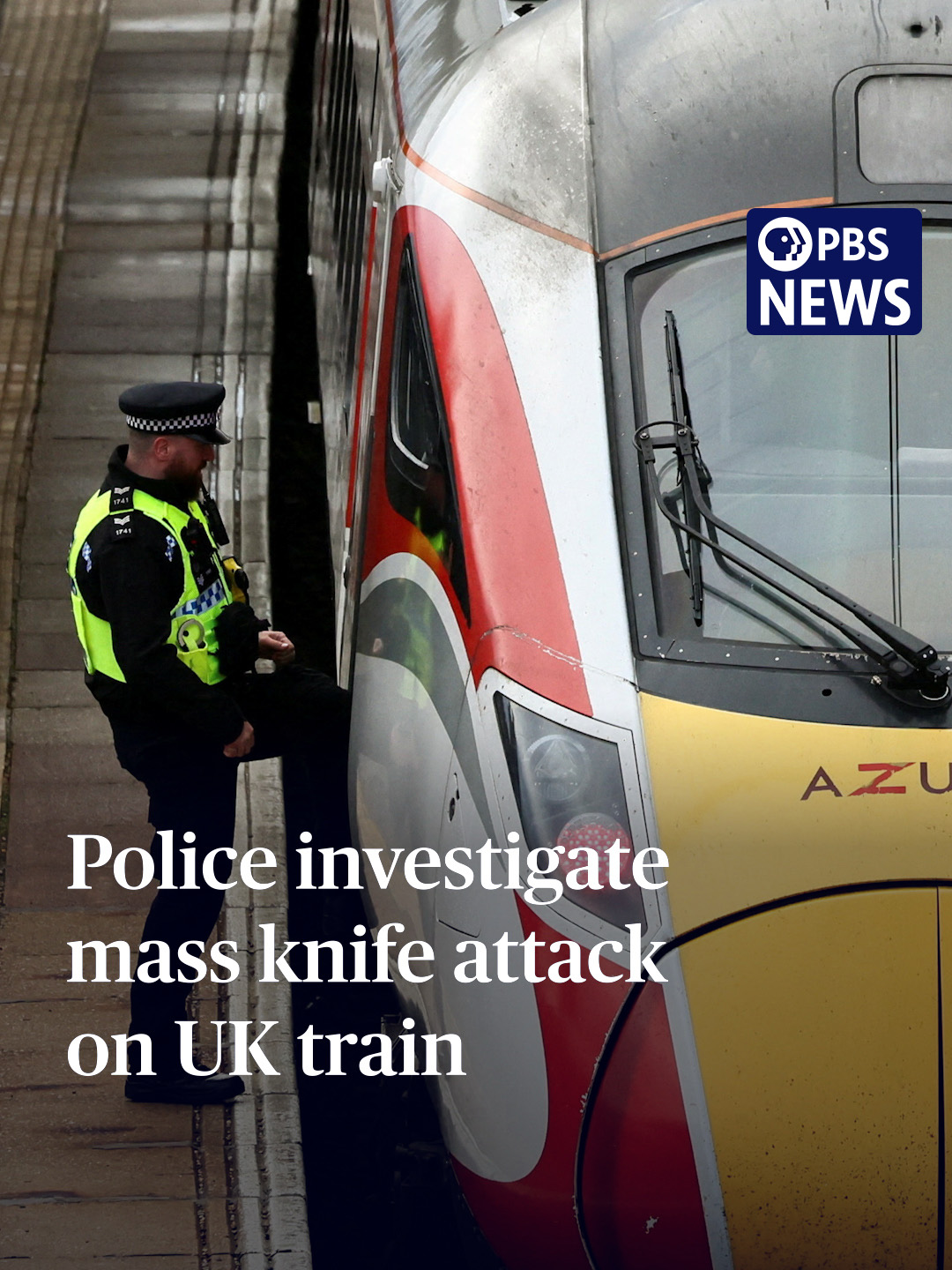 Police are questioning a British man in connection with a mass stabbing attack on a train headed toward London. Nearly a dozen people were injured, six remain hospitalized, including a member of the railway staff who tried to stop the attack. The incident took place Saturday evening about halfway through the train's two hour trip from Doncaster in the north. Another man taken into custody was released after police determined he wasn't involved. Police said it doesn't appear to be a terrorist attack, but don't know what the motive was. #news #pbsnews #london #britain #doncaster #knife #police #train #railway