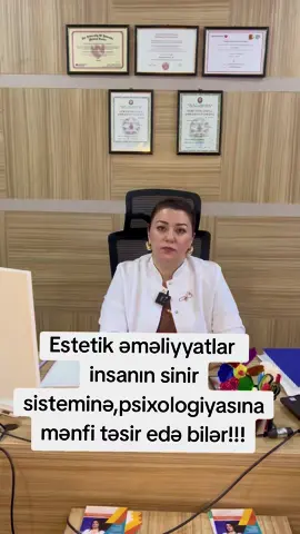 ☝️Estetik əməliyyatlar insanın psixoloji vəziyyətində ciddi dəyişikliklər yarada bilər! ❗️Diqqətli olaq! Agah olaq! Vaxtında Nevroloq, psixoloq konsultasiyası almaq lazımdır ki ağırlaşmalar olmasın! 🏥Nevroloq Röyanə Quluzadə  #nevroloqröyanəquluzadə  #psixoloq #depressiya  #təşviş  #özünəqapanma